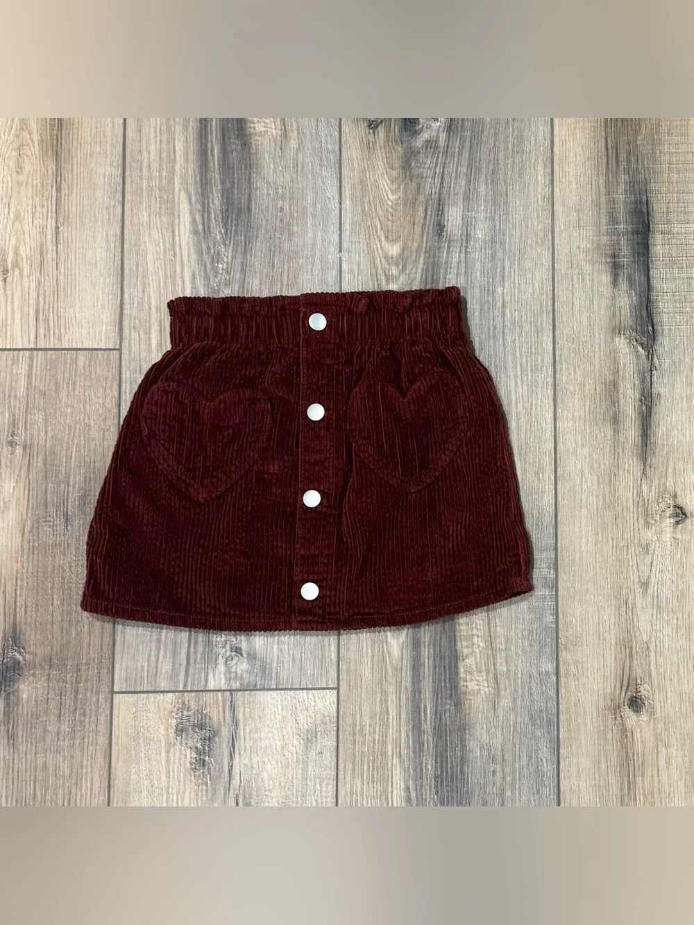 Old Navy Girls 4T Burgundy Corduroy Skirt Button Front Fall Holiday